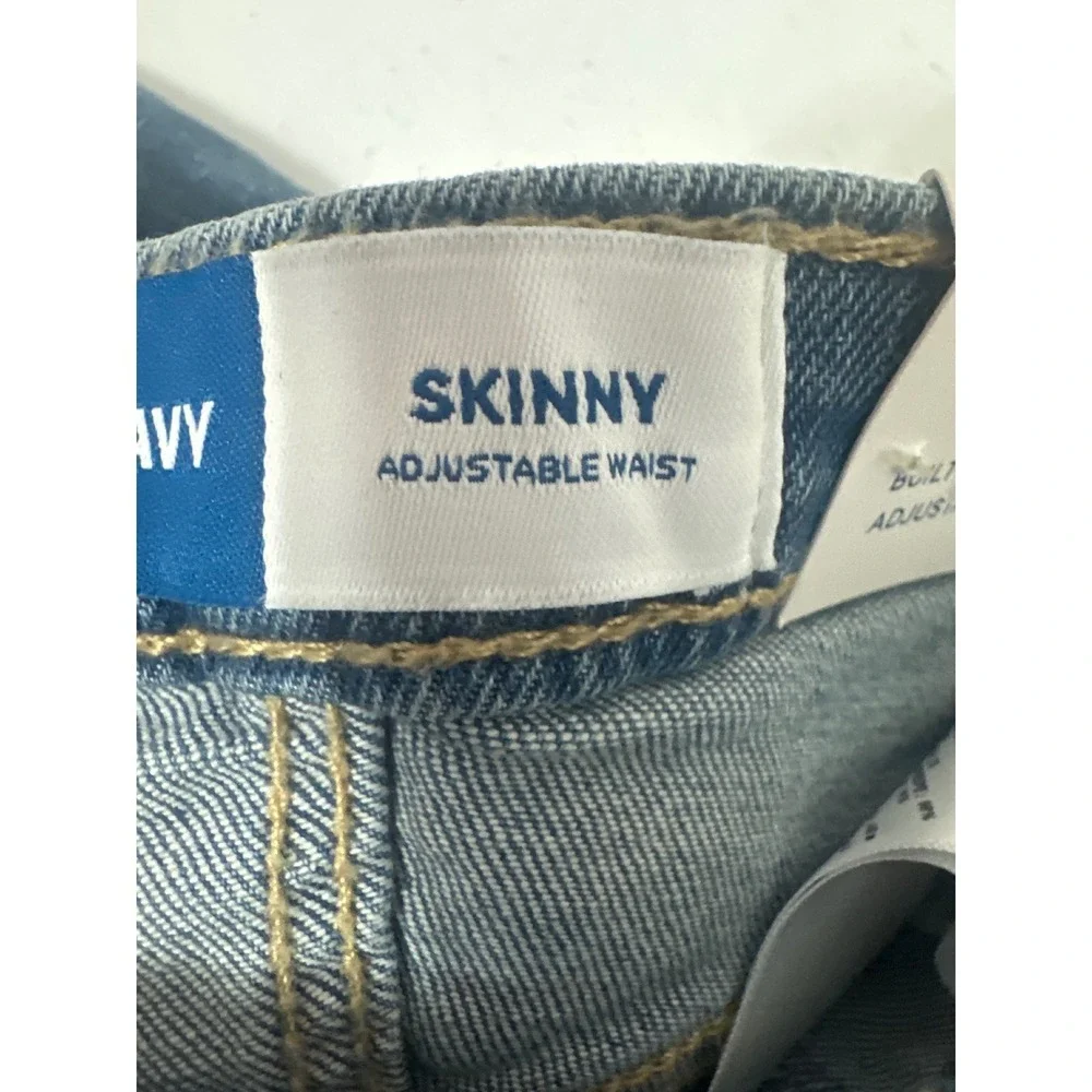 Old Navy Toddler Skinny Jeans 12-18M Medium Wash Adjustable Waist Pull On Denim